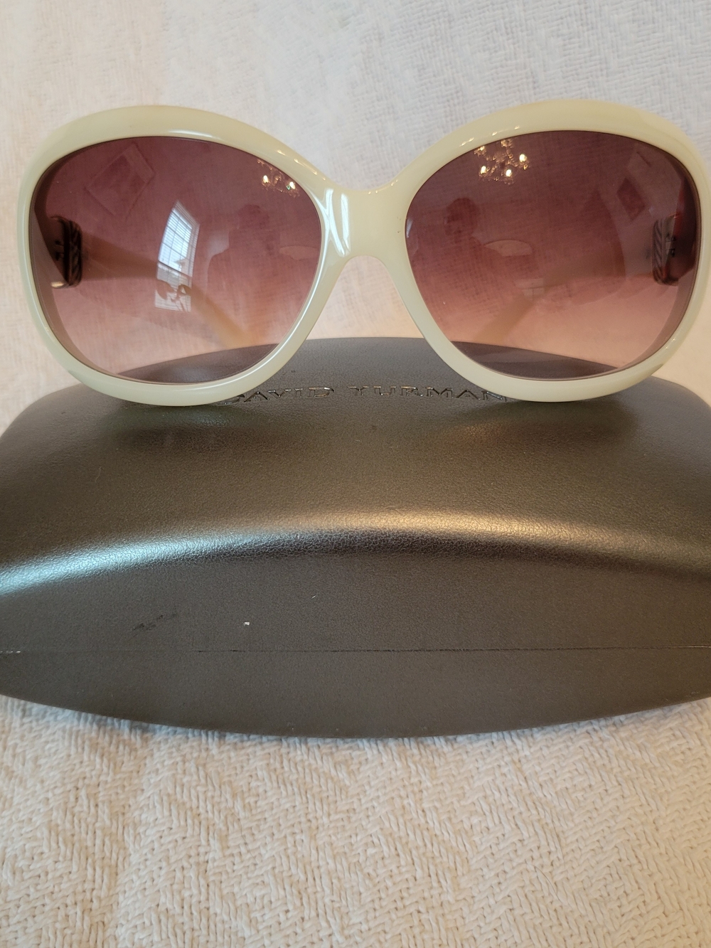 David Yurman Women's Oversized Cream Sunglasses with Gradient Brown Lenses